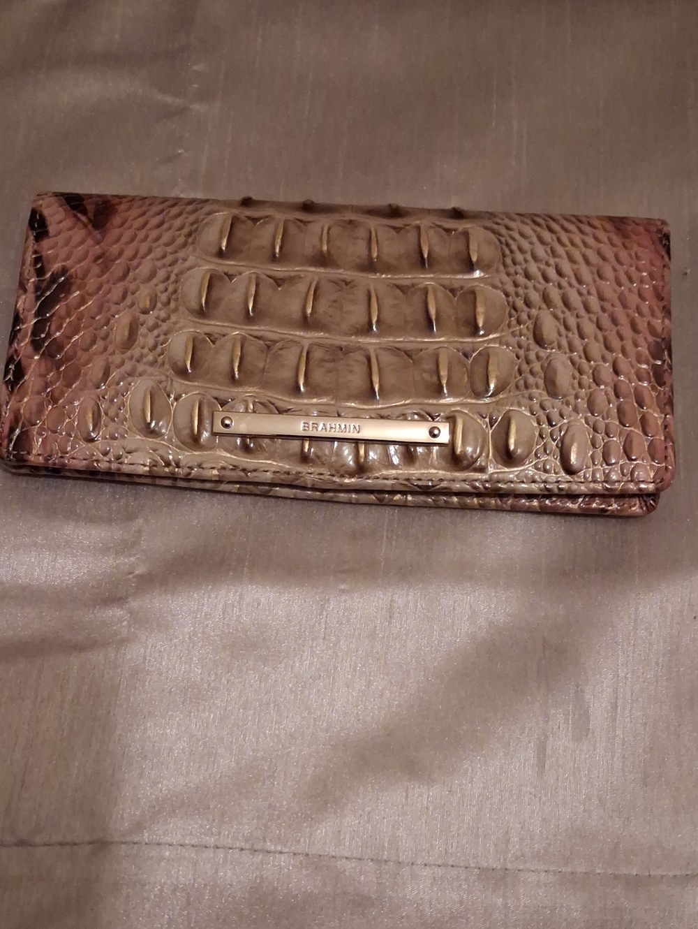 Brahmin Prowl Ombre Ady Leather Wallet.tan And gold Hues.rare Colorway.